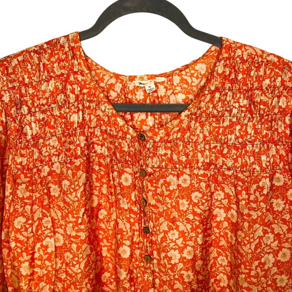 Grand & Greene Orange Floral Women's Top - Picture 8 of 9